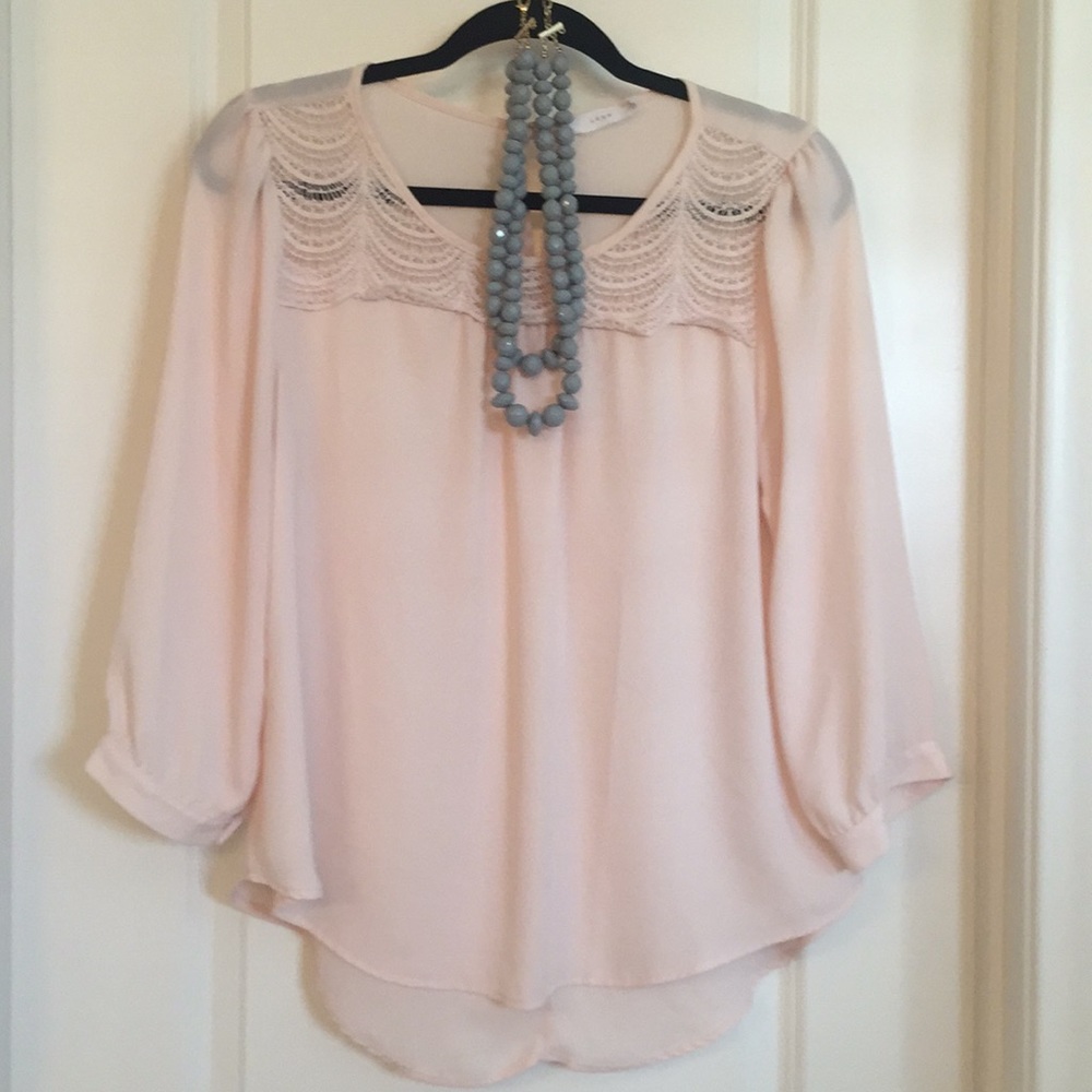Lush high low blouse w/ crotchet detail